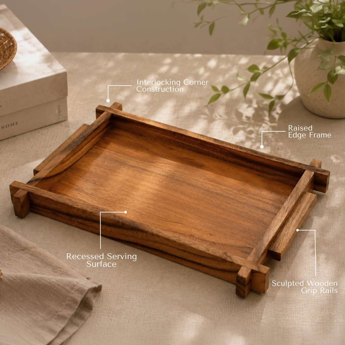 Solid Wood Serving Tray - Sthira