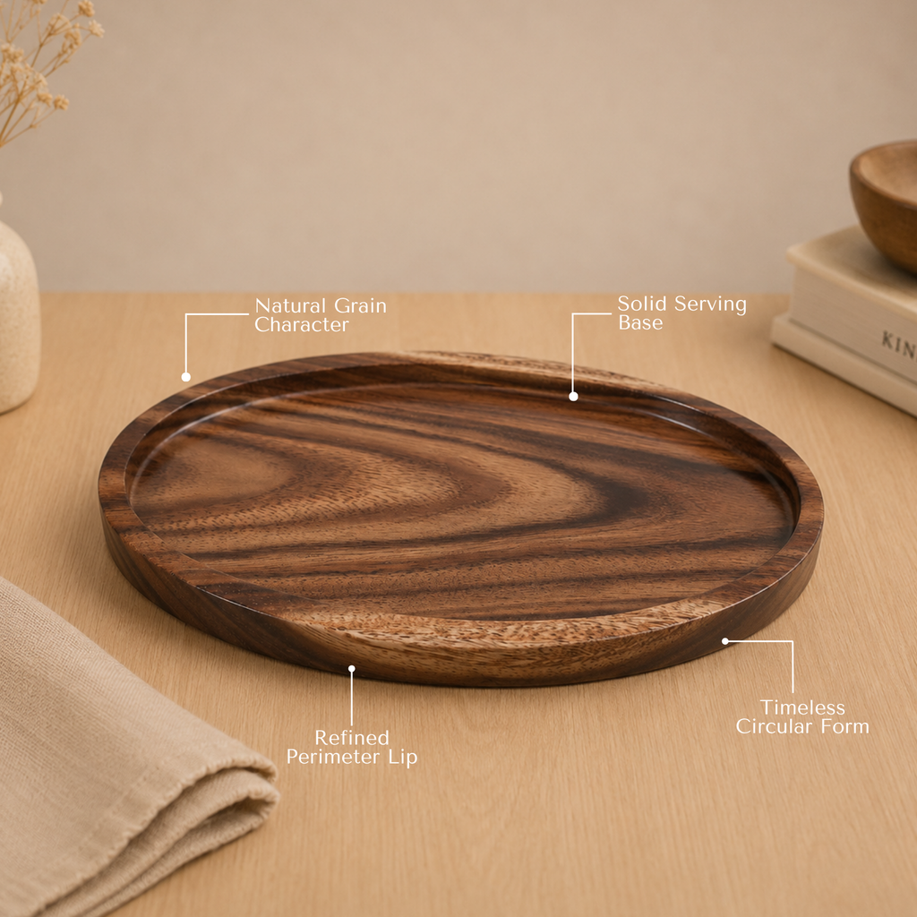 Oval Waghai Wood Serving Platter - Sṛṣṭi