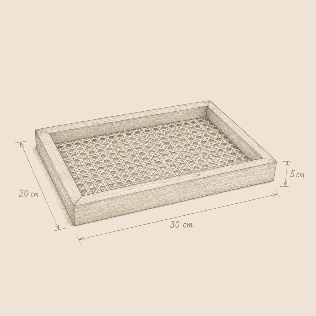Jālika Wooden Cane Organizer Tray