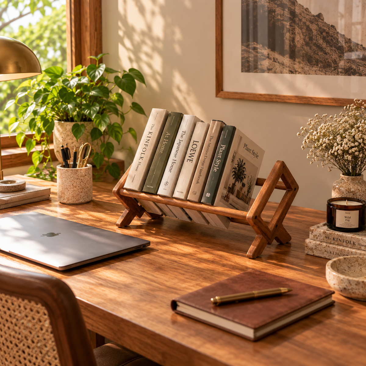 Wooden Book Stand & Magazine Holder - Granth