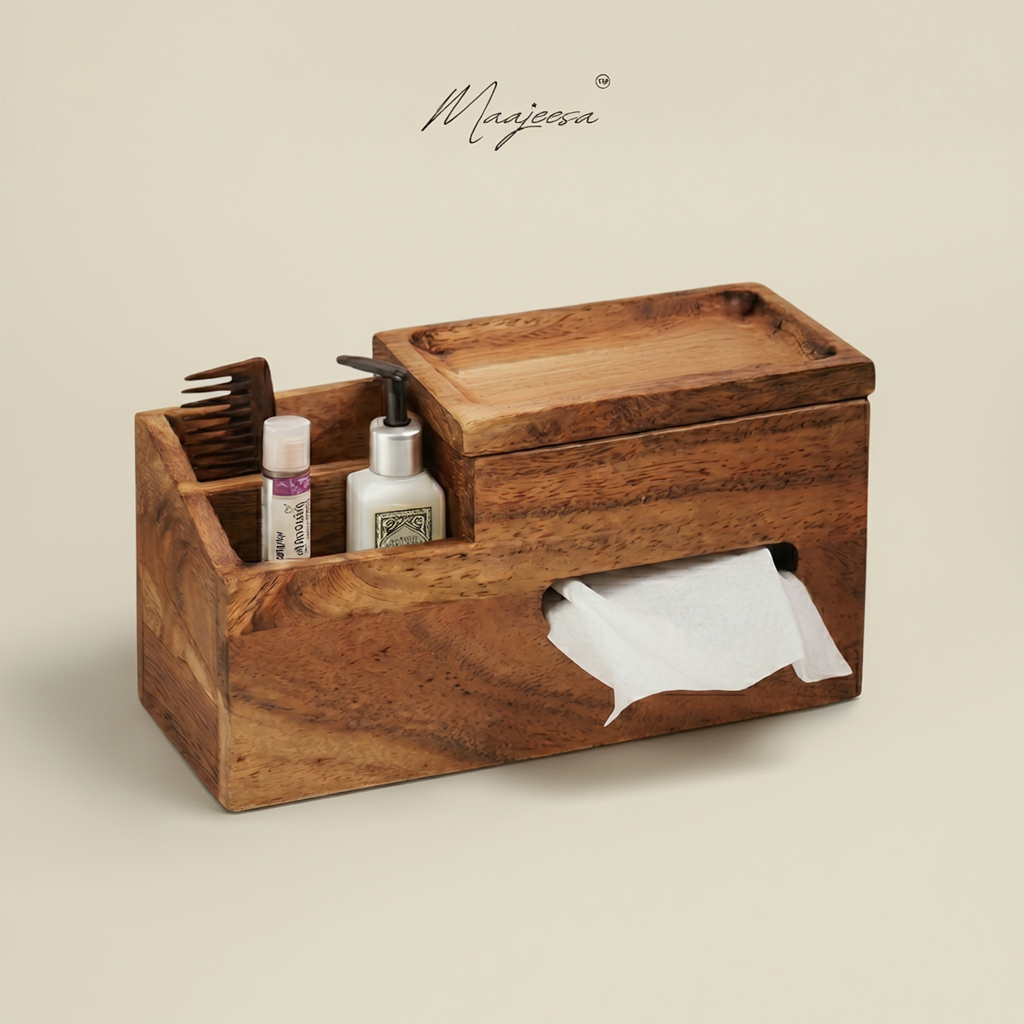 Aarav Wooden Caddy For Kitchen/Desk/Washroom/Vanity