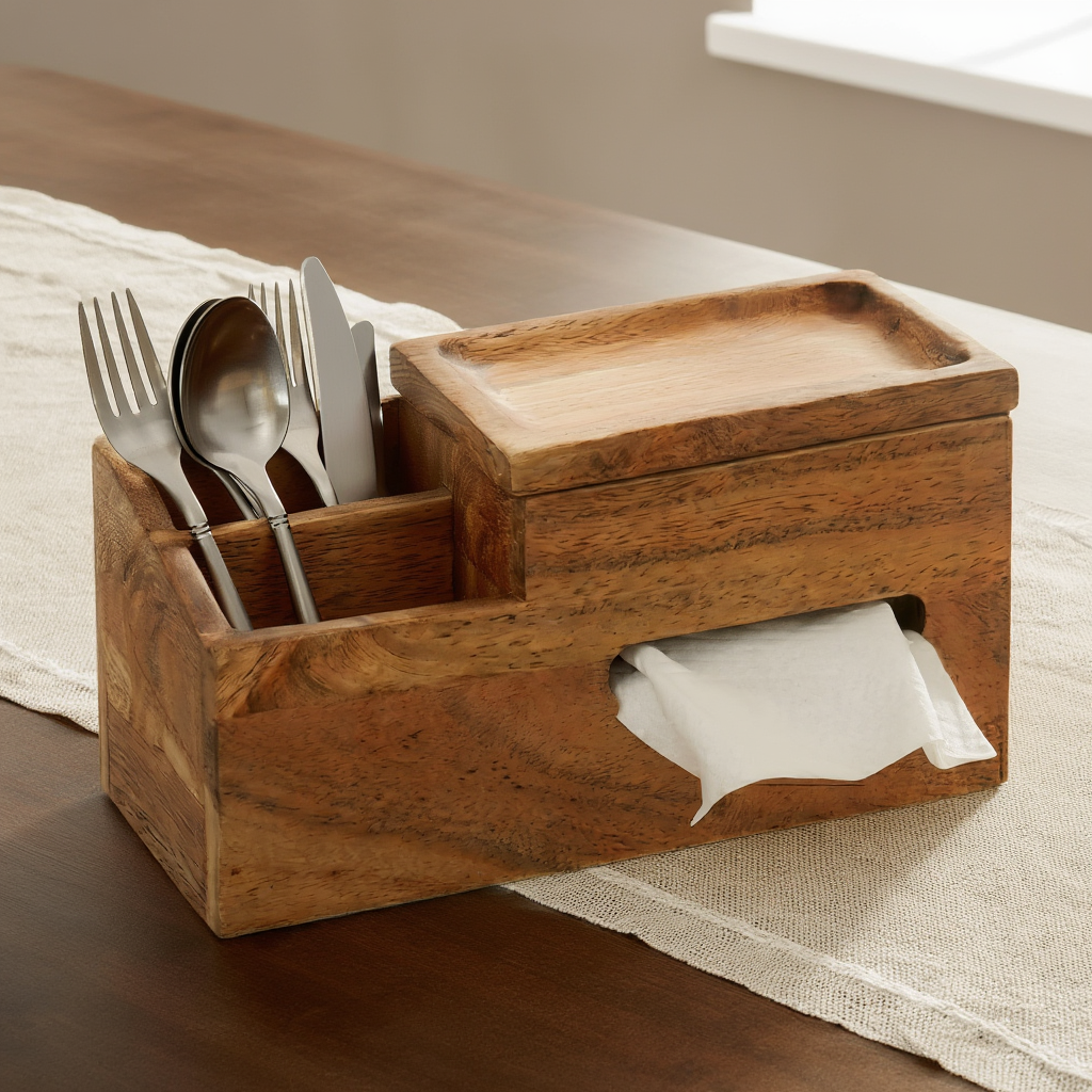 Aarav Wooden Caddy For Kitchen/Desk/Washroom/Vanity