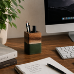 Lekhana Wood & Vegan Leather Desk Organiser