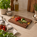Metal Handle Wooden thick Chopping Board - Kavaṭa