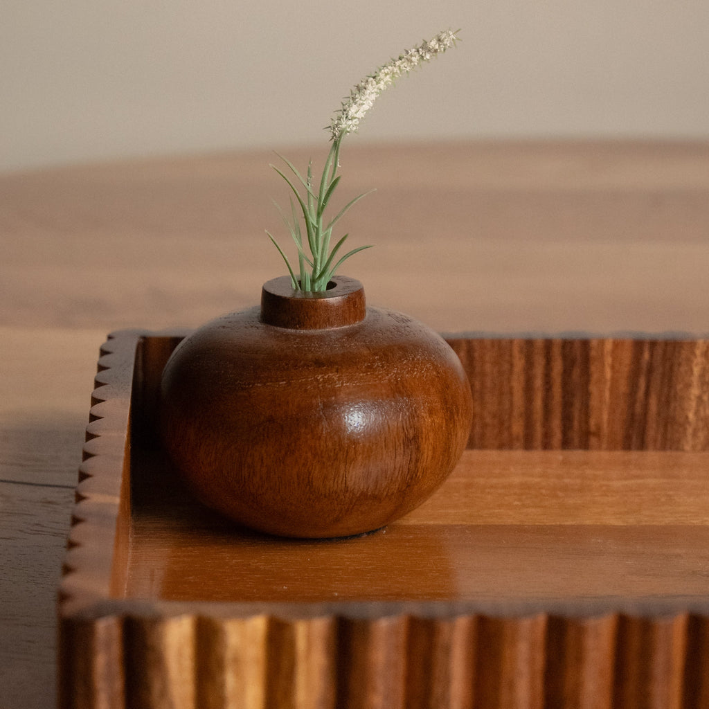 Dhārā- Fluted Wooden Serving Tray