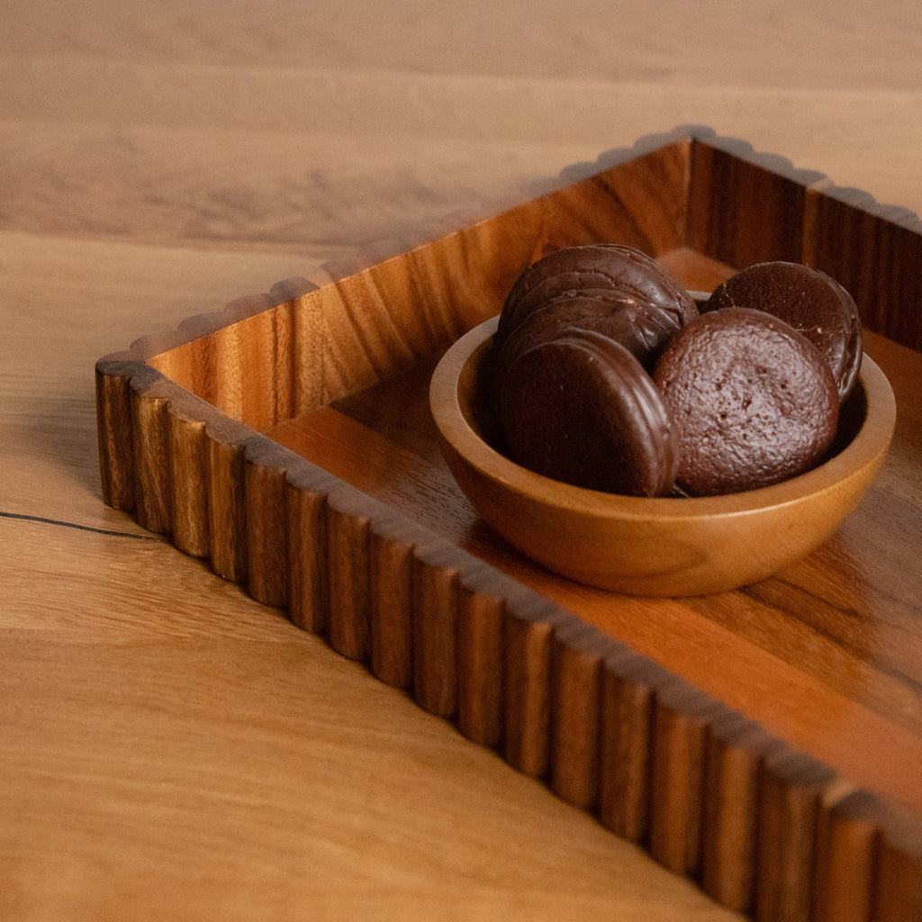 Dhārā- Fluted Wooden Serving Tray