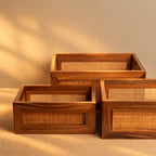 Wooden Storage Basket with Rattan Cane- Kosh