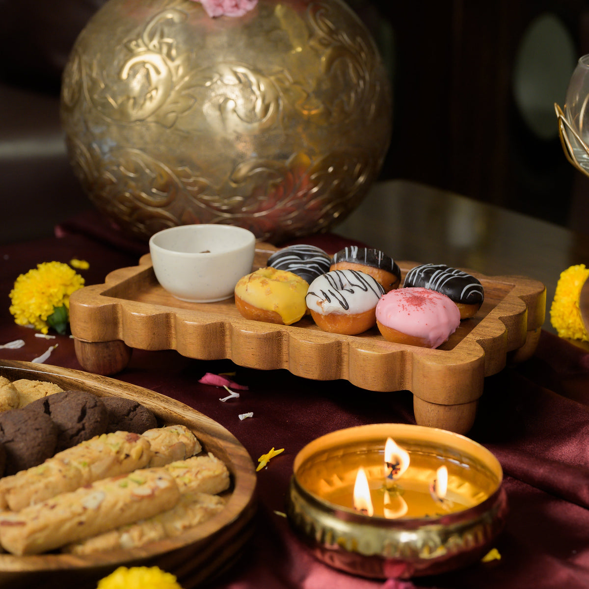 Elevated Wooden Serving Stand - Mandapa
