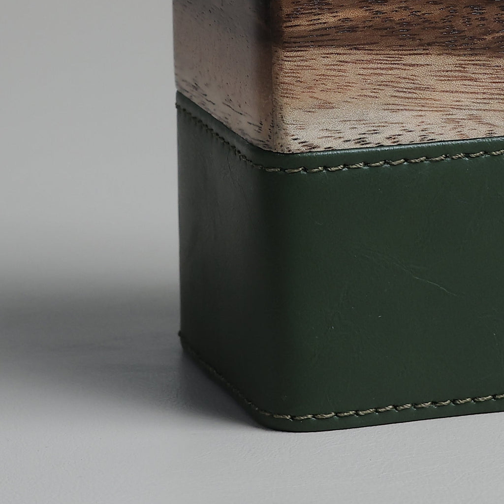 Lekhana Wood & Vegan Leather Desk Organiser