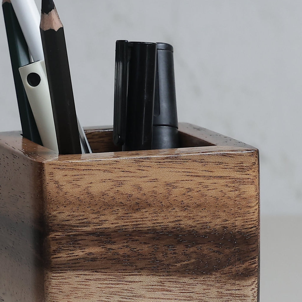 Lekhana Wood & Vegan Leather Desk Organiser