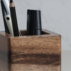 Lekhana Wood & Vegan Leather Desk Organiser