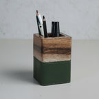 Lekhana Wood & Vegan Leather Desk Organiser