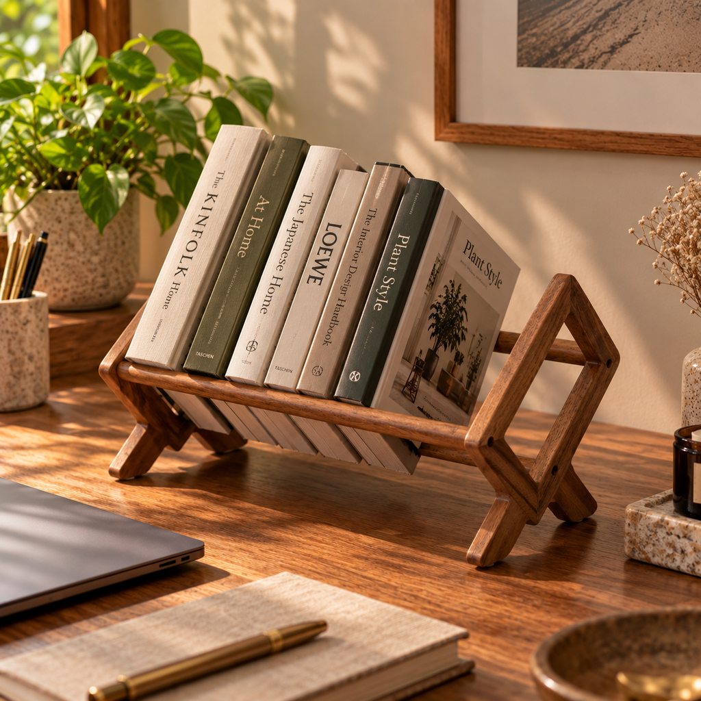 Wooden Book Stand & Magazine Holder - Granth