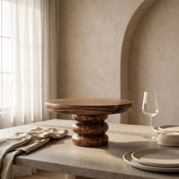 Rotating Wooden Cake Stand & Display Pedestal – Chakra
